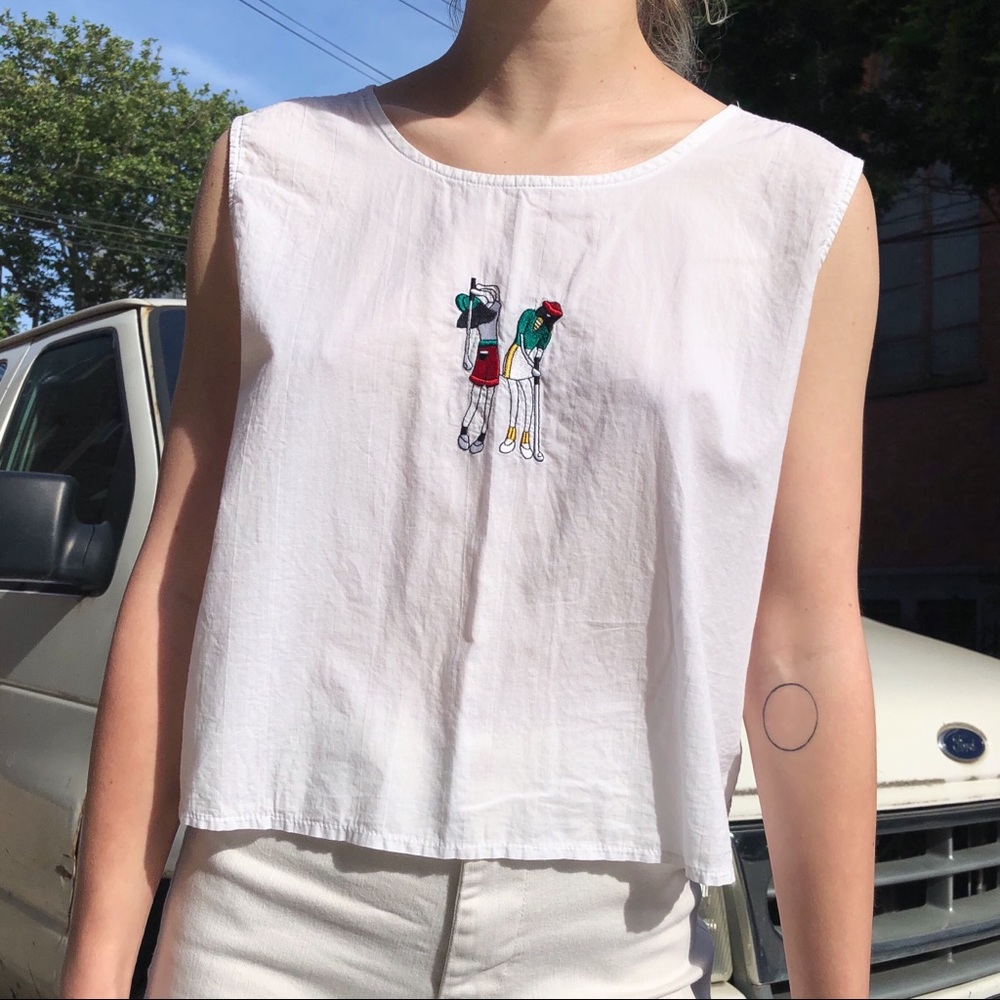 Vintage Linen Embroidered Blouse